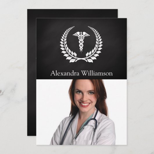 医療用カドゥセウス月桂樹 招待状 (正面/裏面)