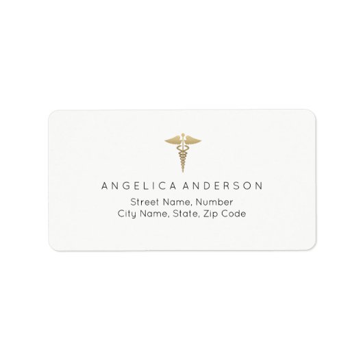 医療用カドゥセウス記号住所 シール (正面)