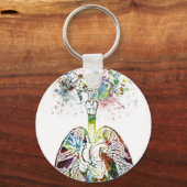 医療用ギフトハートと肺モチーフ キーホルダー (正面)