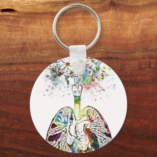 医療用ギフトハートと肺モチーフ キーホルダー (正面)