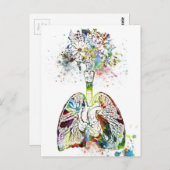 医療用ギフトハートと肺モチーフ ポストカード (正面/裏面)