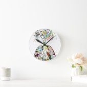 医療用ギフトハートと肺モチーフ ラウンド壁時計 (ホーム)