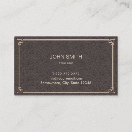 医療用クラシック金ゴールドフレームブラウンレザー 名刺 (裏面)