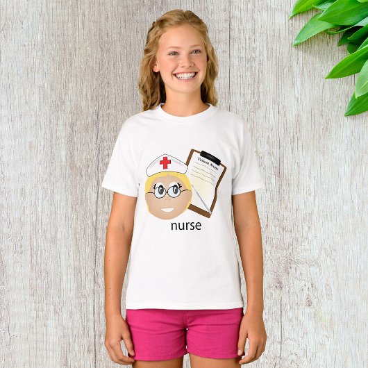 医療用クリップボードと体温計を持つ看護師 Tシャツ