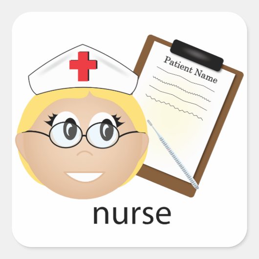 医療用クリップボードと温度計を使用したナース スクエアシール (正面)