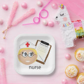 医療用クリップボードと温度計を使用したナース ペーパープレート (パーティー)