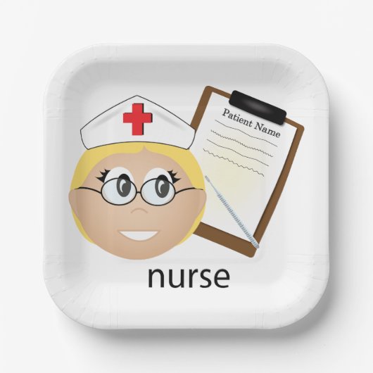 医療用クリップボードと温度計を使用したナース ペーパープレート (正面)