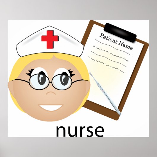 医療用クリップボードと温度計を使用したナース ポスター (正面)