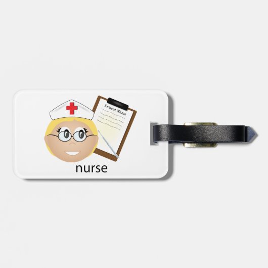 医療用クリップボードと温度計を使用したナース ラゲッジタグ (裏面横)