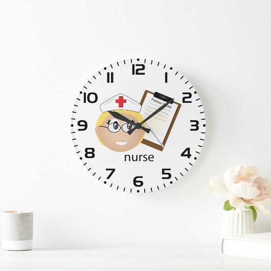 医療用クリップボードと温度計を使用したナース ラージ壁時計