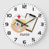 医療用クリップボードと温度計を使用したナース ラージ壁時計 (正面)
