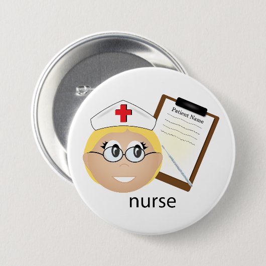 医療用クリップボードと温度計を使用したナース 缶バッジ (正面&裏面)