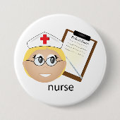 医療用クリップボードと温度計を使用したナース 缶バッジ (正面)