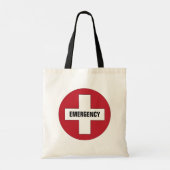 医療用クロスシンボル 赤と白の緊急マーク トートバッグ (裏面)