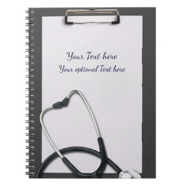 医療用グレーのクリップボードと聴診器 ノートブック