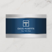 医療用シルバ縁どーネエレガントビーブルーメタリック 名刺 (正面)