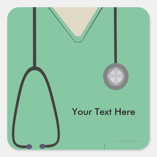 医療用スクラップドクターナースライトグリーンSqステッカー スクエアシール (正面)