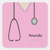 医療用スクラップピンクステッカー スクエアシール (正面)