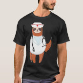 医療用スクラブトップナース帽子スロスギフトを着て Tシャツ (正面)