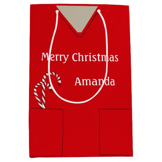 医療用スクラブルレッドクリスマスキャンディミディミディアム抱き枕 ミディアムペーパーバッグ (正面)