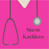 医療用スクラブ均一ホットピンク シール (正面)