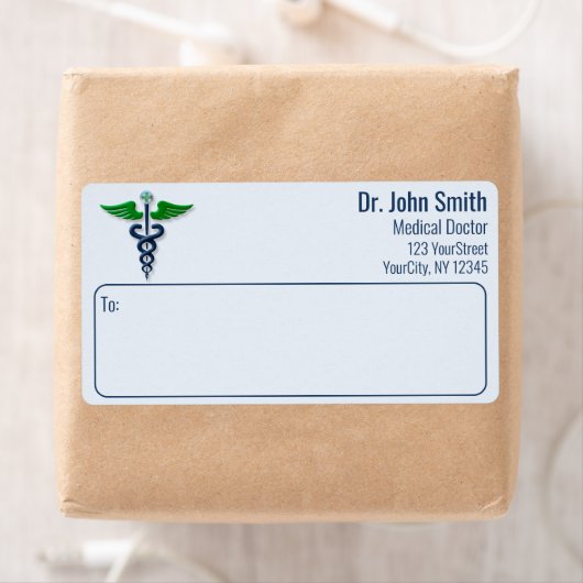 医療用スタイリッシュカドゥセウス緑の翼クロスブルー ラベル (インサイチュ)