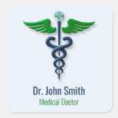 医療用スタイリッシュカドゥセスグリーンウィングスブルークロス スクエアシール (正面)