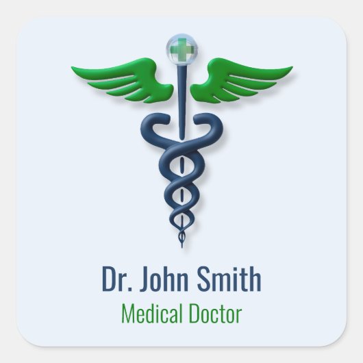 医療用スタイリッシュカドゥセスグリーンウィングスブルークロス スクエアシール (正面)