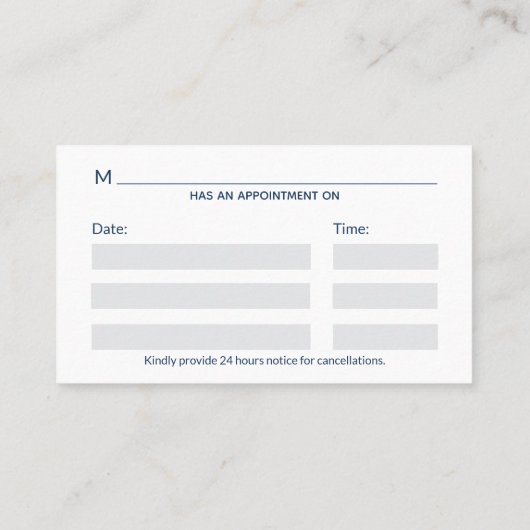 医療用スタイリッシュカドゥセスブルーグリーンウイングクロス 予約カード (裏面)