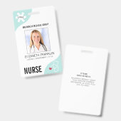 医療用ステソスコープ編集可能ミントグリーンナース バッジ (正面＆裏面)