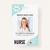 医療用ステソスコープ編集可能ミントグリーンナース バッジ (正面)