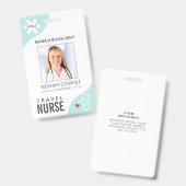 医療用ステソスコープ編集可能ミントトラベルナース バッジ (Front & Back)