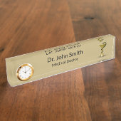 医療用スネークベージュボウル衛生的金ゴールドカドゥセウス デスクネームプレート (側面)