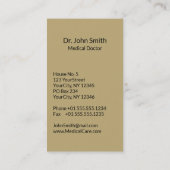 医療用スネークボウル衛生的ベージュ金ゴールドカドゥセウス 名刺 (裏面)