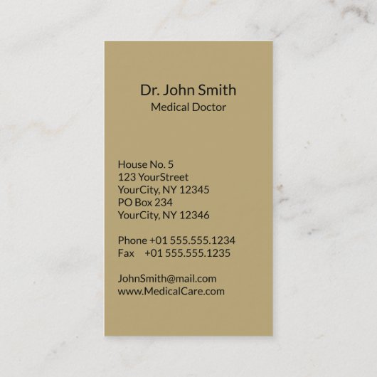 医療用スネークボウル衛生的ベージュ金ゴールドカドゥセウス 名刺 (裏面)