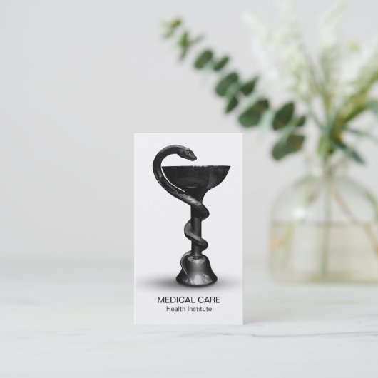 医療用スネークボウル衛生的白黒カドゥセウス 名刺 (スタンド正面)