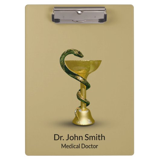 医療用スネークボウル衛生金ゴールドカドゥセウスベージュ クリップボード (正面)