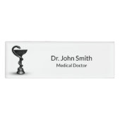 医療用スネークボウル黒衛生ホワイトカドゥセウス 名札 (正面)