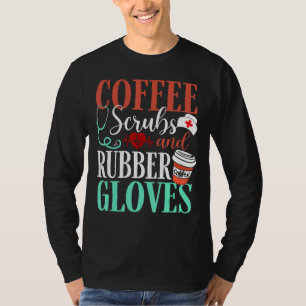 医療用ナースコーヒースクラブ及びゴム手袋コフ Tシャツ