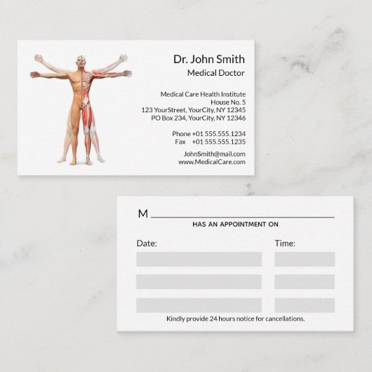 医療用ヒト体骨格筋アポイントメント 予約カード (正面/裏面)