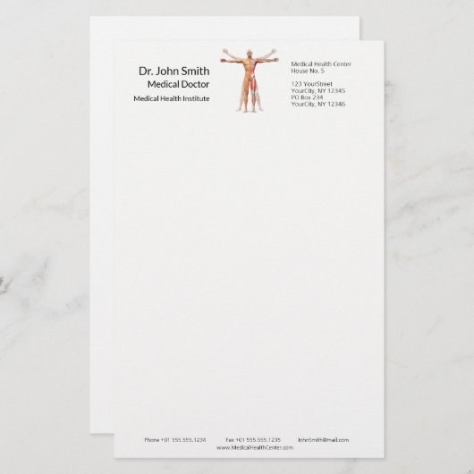 医療用ヒト体骨格筋-文房具 便箋 (正面/裏面)