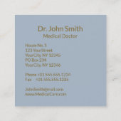 医療用フェイク金箔ストライプカドゥセウス淡い青 スクエア名刺 (裏面)