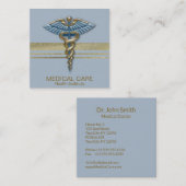 医療用フェイク金箔ストライプカドゥセウス淡い青 スクエア名刺 (正面/裏面)