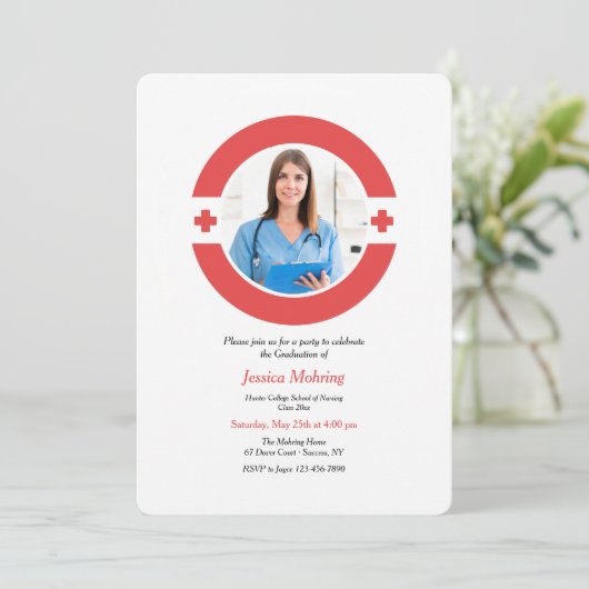 医療用フォトフレーム卒業招待状 招待状 (スタンド正面)