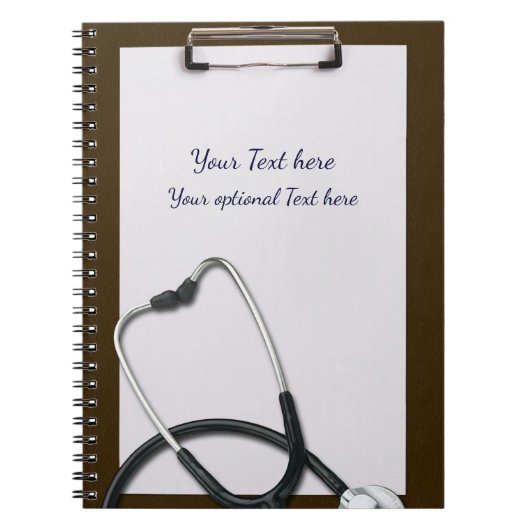 医療用ブラウンクリップボード付き聴診器 ノートブック (正面)