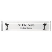 医療用ブラックスネークボウル衛生派ホワイトカドゥセウス デスクネームプレート (正面)