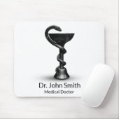 医療用ブラックスネークボウル衛生派ホワイトカドゥセウス マウスパッド (マウス)