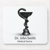 医療用ブラックスネークボウル衛生派ホワイトカドゥセウス マウスパッド (正面)