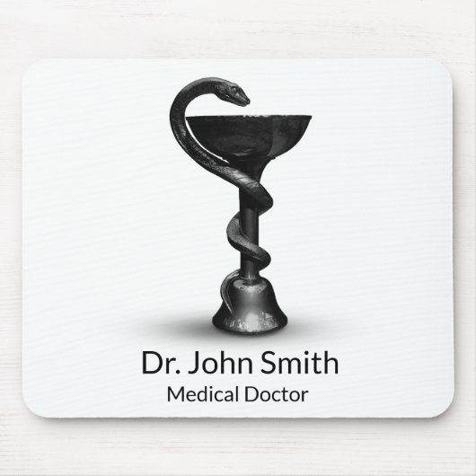 医療用ブラックスネークボウル衛生派ホワイトカドゥセウス マウスパッド (正面)