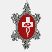 医療用プロフェッショナルクリスマスオーナメント スノーフレークピューターオーナメント (左)